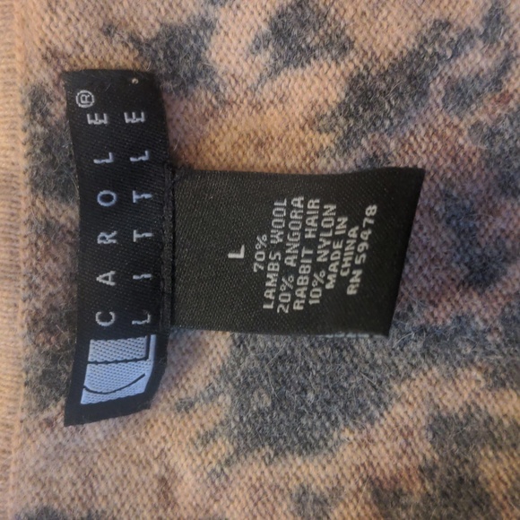 Women's Carole Little Leopard Print Cardigan, lambswool blend button front - Picture 3 of 6